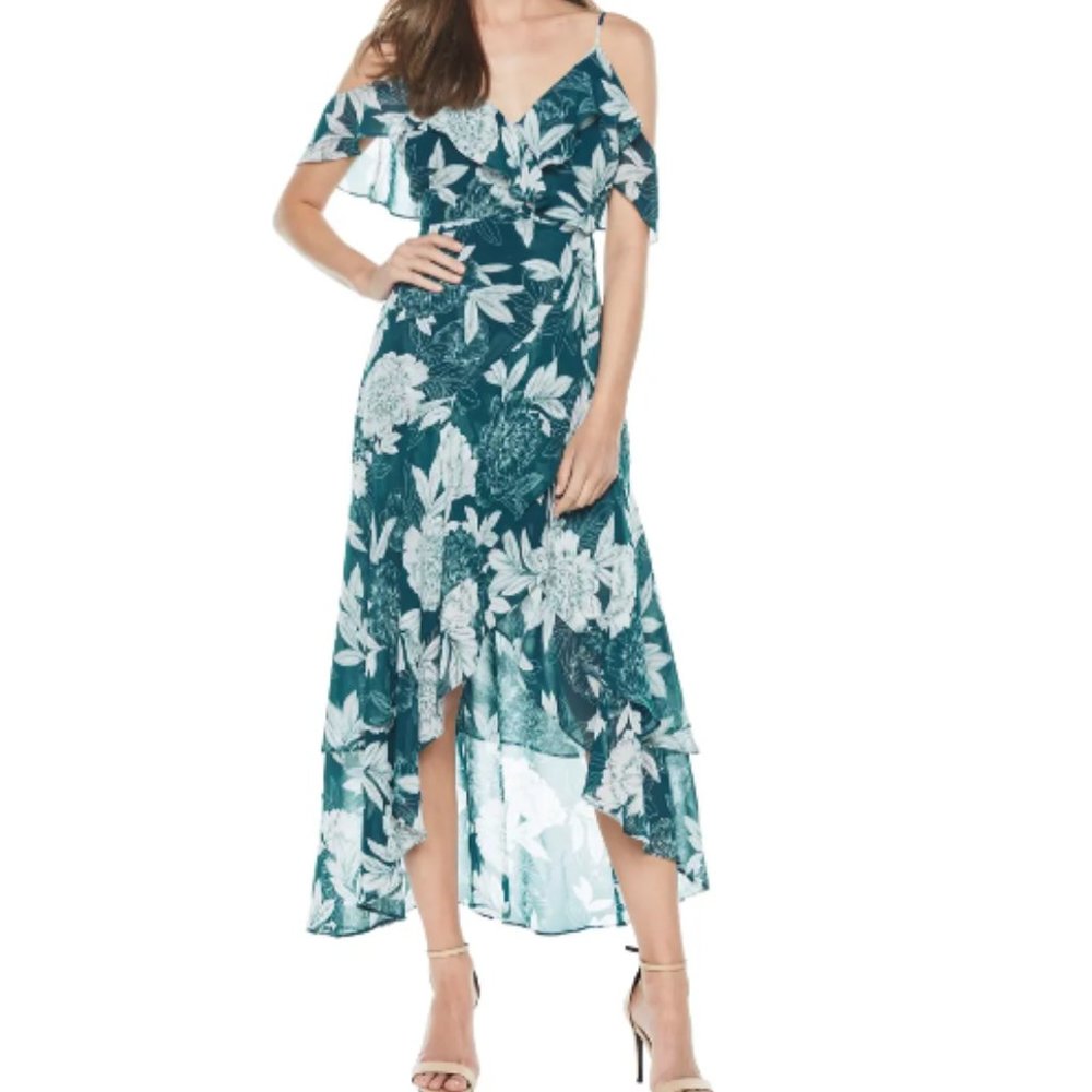 Garden Party Floral Cold Shoulder Maxi Dress